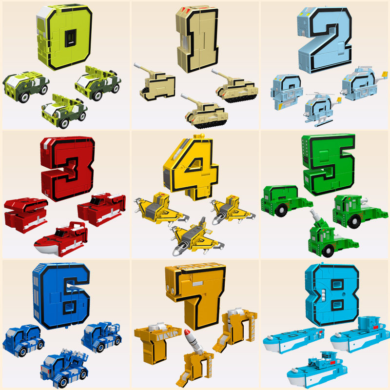 变形男孩子益智数字玩具字母恐龙合体汽车车金刚儿童机器人