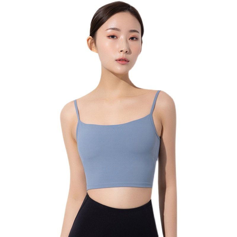 吊带运动内衣女细肩带拼网健身背心跑步支撑运动文胸