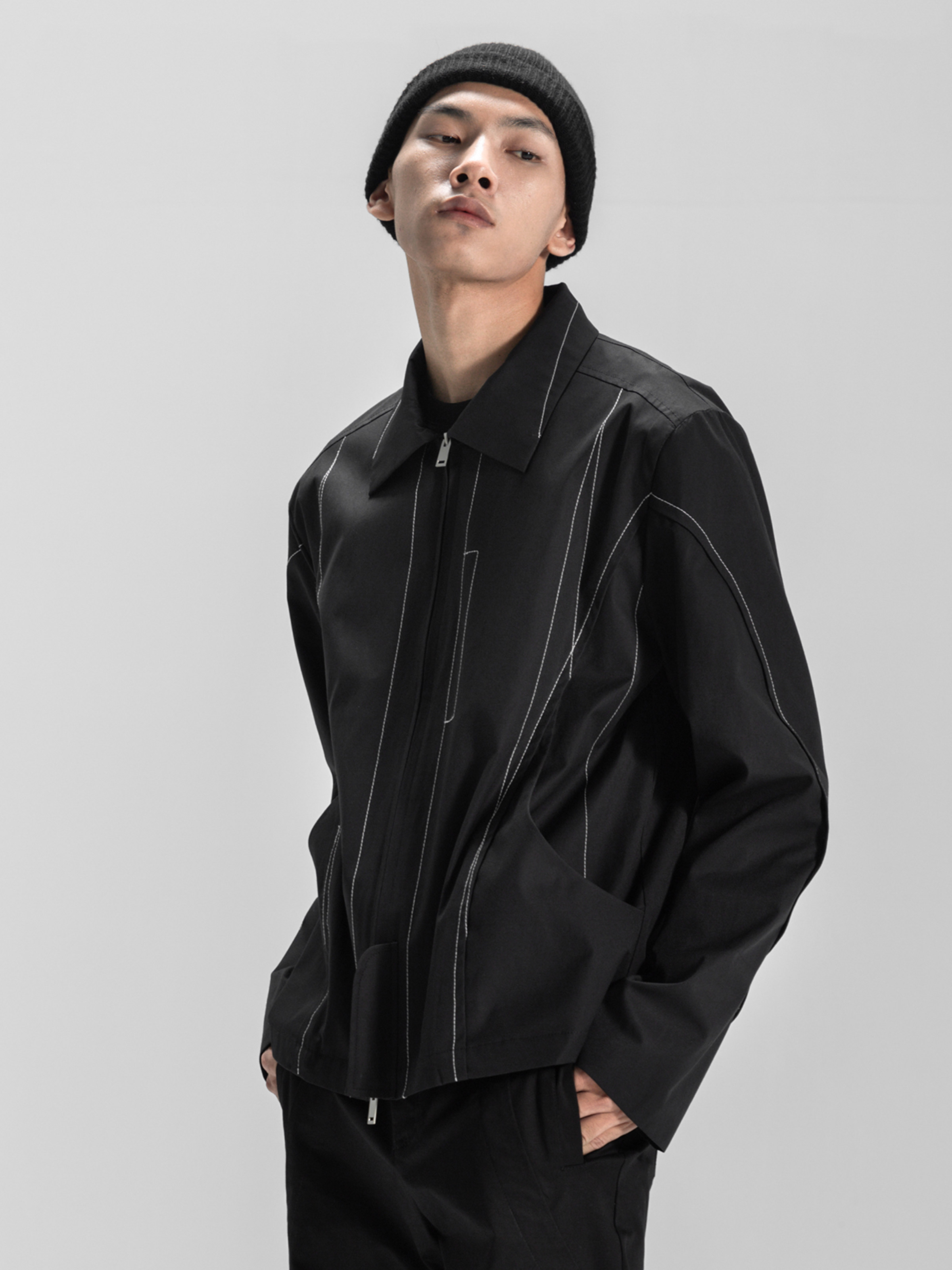 rustynaill原创设计感明线切割解构短款百搭休闲秋冬夹克