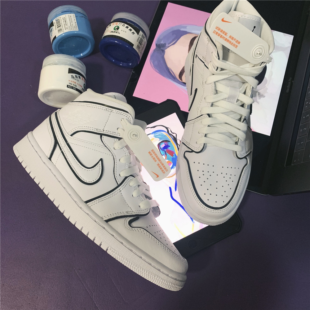 airjordanmidaj1二次元炫光黑白反光手稿ck6587100篮球鞋