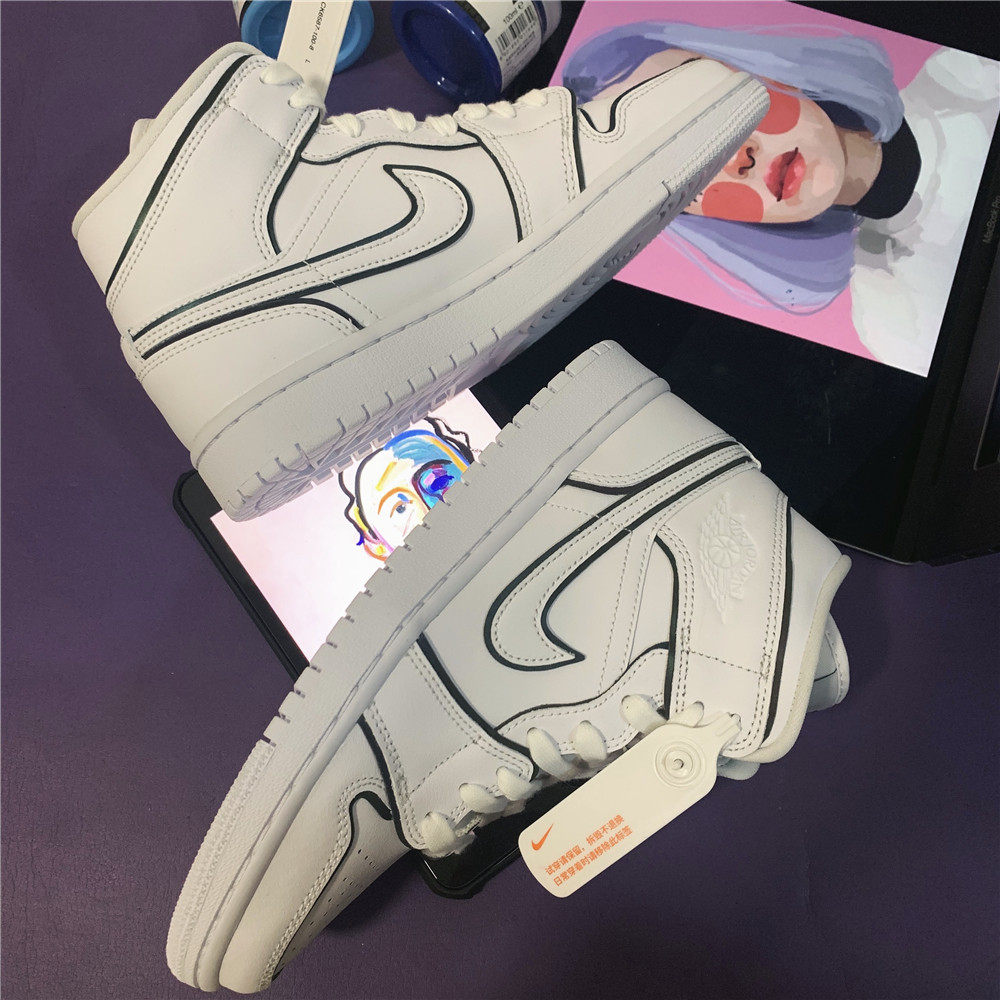 airjordanmidaj1二次元炫光黑白反光手稿ck6587100篮球鞋