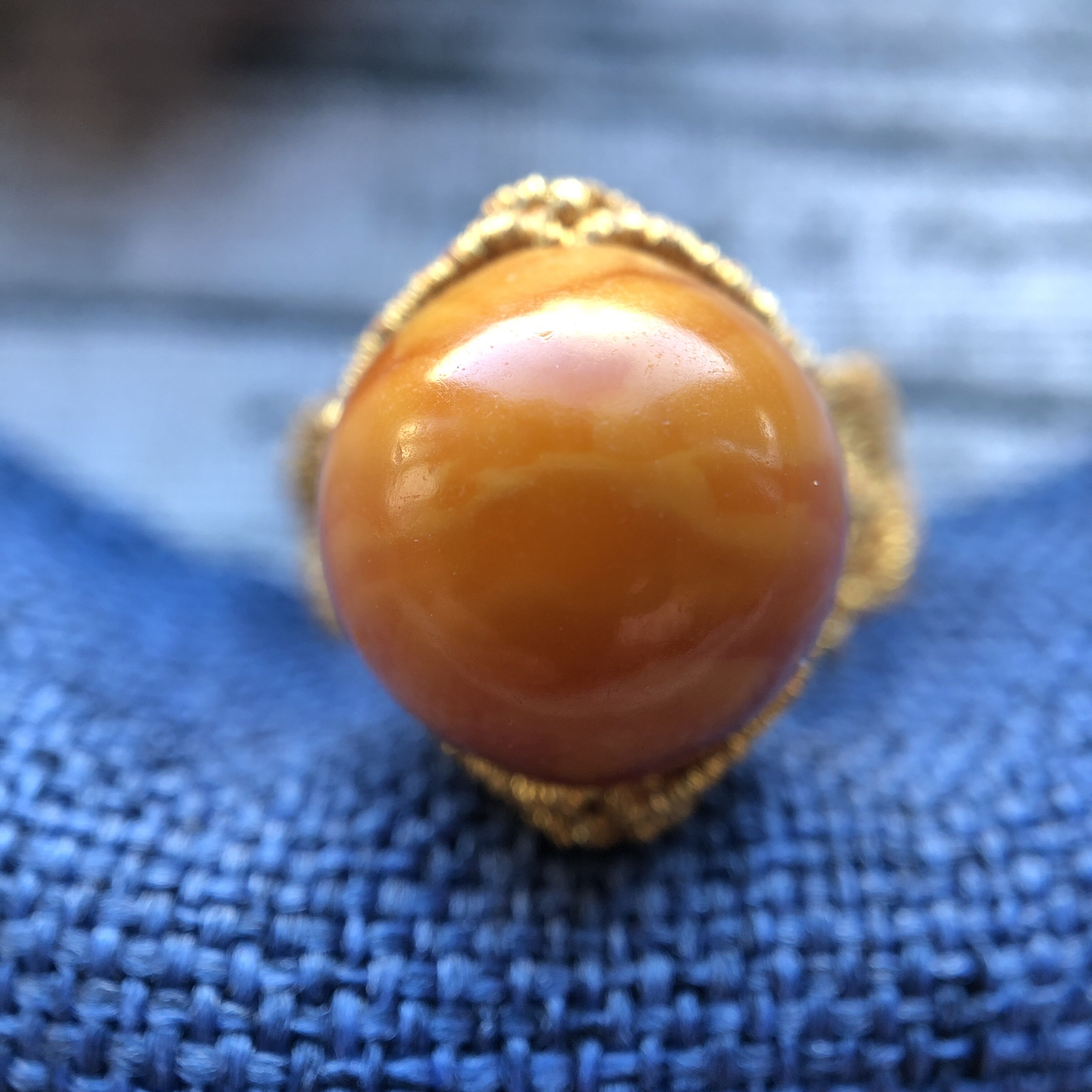 鼓珠韩先生老蜜蜡大年份飞碟碟形戒指花蜡已售手饰