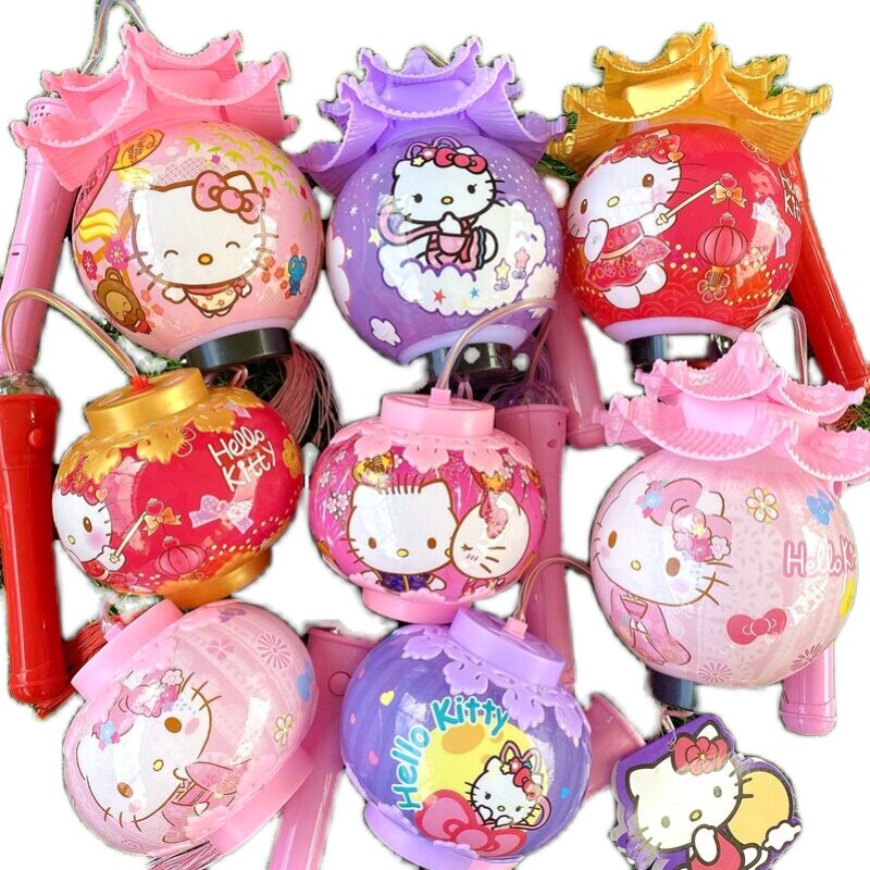 中秋节女孩手提凯蒂猫音乐闪光花灯hellokitty六角灯笼