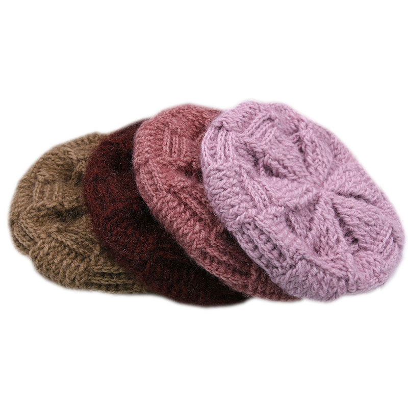 2021年新款帽子秋冬针织帽手工妈妈贝雷帽毛线帽松鼠绒钩花钩线帽