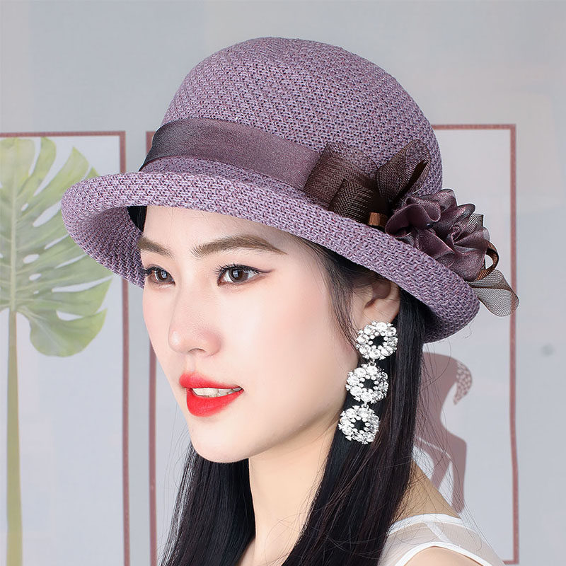 帽子新品女帽夏季春季韩版蝴蝶结礼帽复古优雅帽子