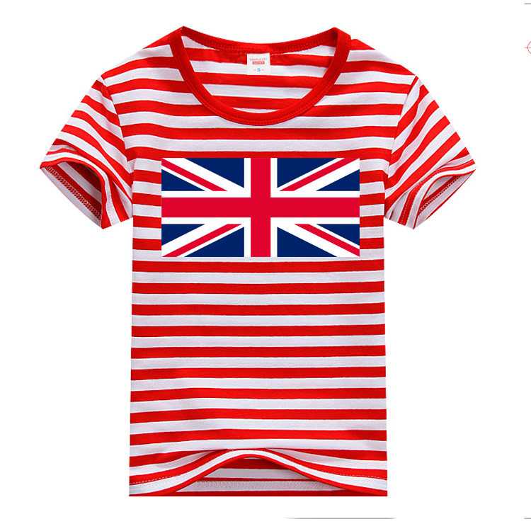 英国国旗纯棉t恤2019新款男女童中大童夏装女儿童短袖上衣服班服