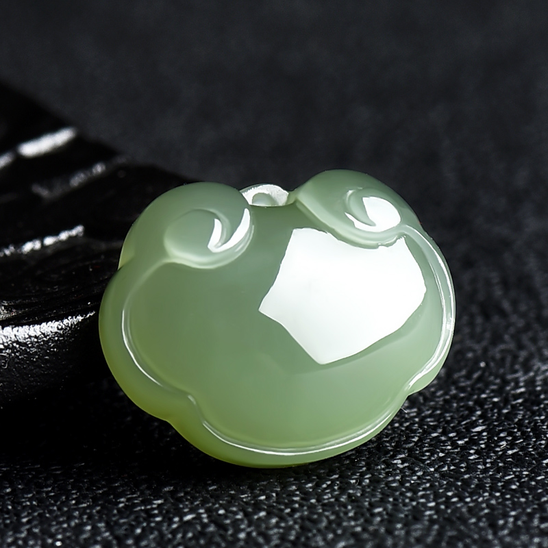 开光和田玉平安锁吊坠男女款宝宝长命锁儿童玉石小玉锁如意项链