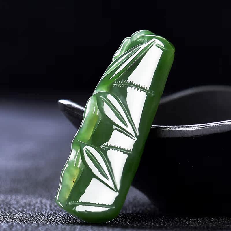 天然和田玉竹竹节玉坠富贵竹吊坠碧玉节节高玉石颈饰