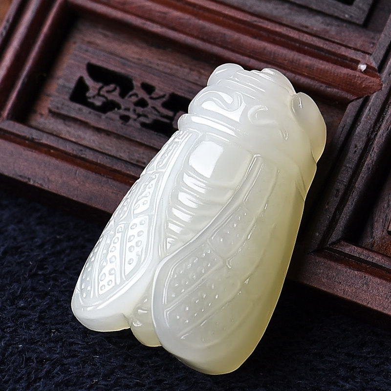 芊雅开光天然和田玉玉吊坠金蝉一鸣惊人玉石项链颈饰