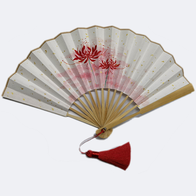 彼岸花曼珠沙华手绘折扇古风三忘阴阳师红陀罗题字工艺扇