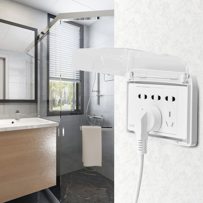 透明三位开关插座防水保护盖罩卫生间浴室厨房家用防溅盒