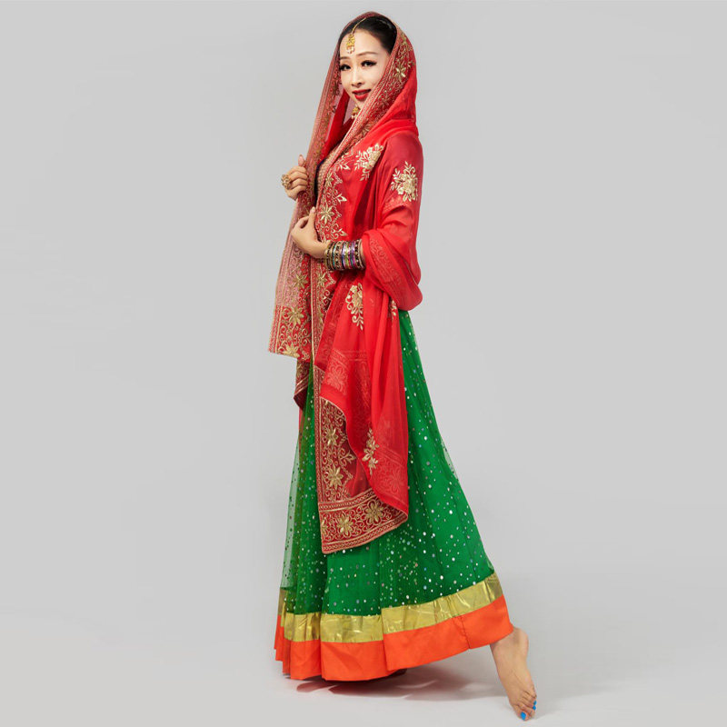 头纱依曼之舞印度纱丽纱巾网纱刺绣雪纺异域风情民族服装