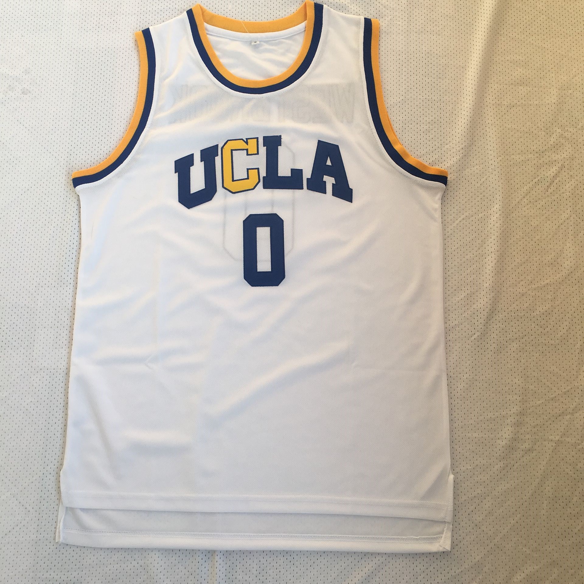 ncaa 加州大学洛杉矶分校威斯布鲁克0号白色 黄色刺绣篮球服球衣