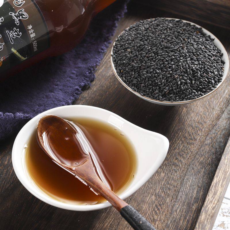 黑芝麻油月子油农家自榨纯正天然 纯黑500ml黑芝麻小磨香油月子油