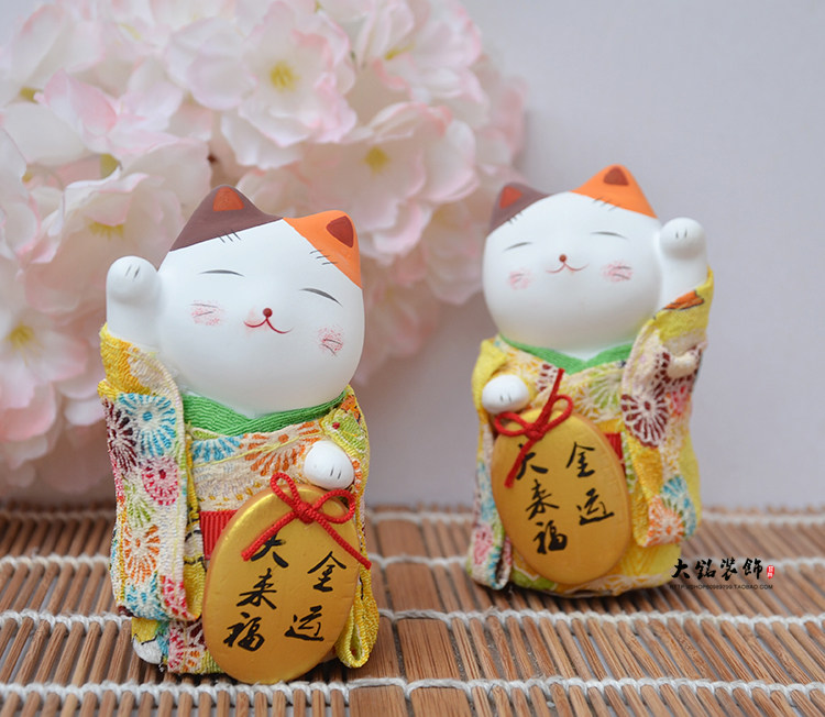 礼物日本招财猫小号和服日式摆件居酒开业乔迁摆件