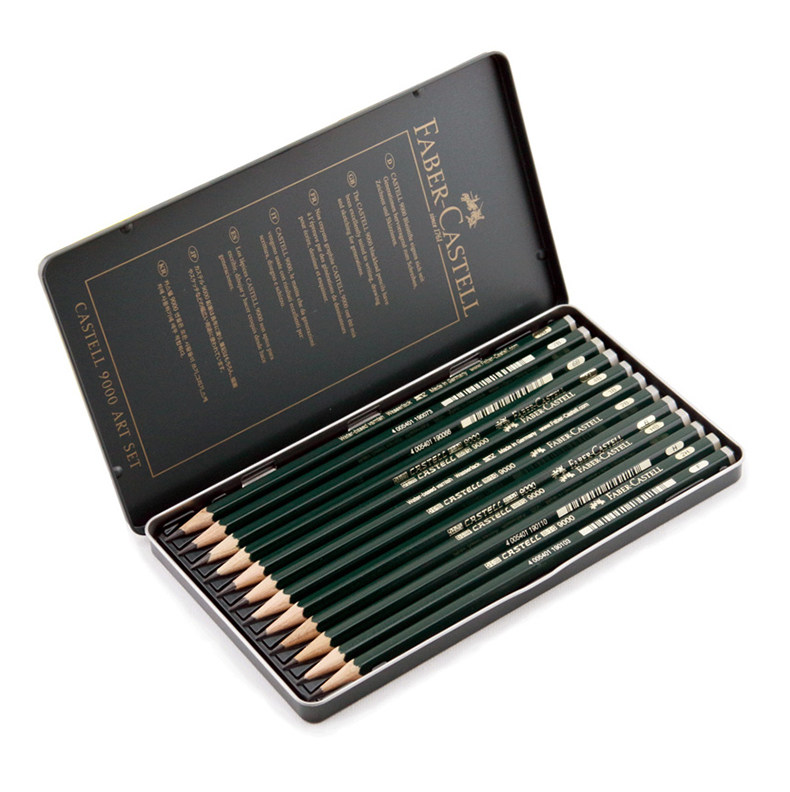 辉柏嘉铅笔德国9000素描12支铁盒套装绘图设计铅笔