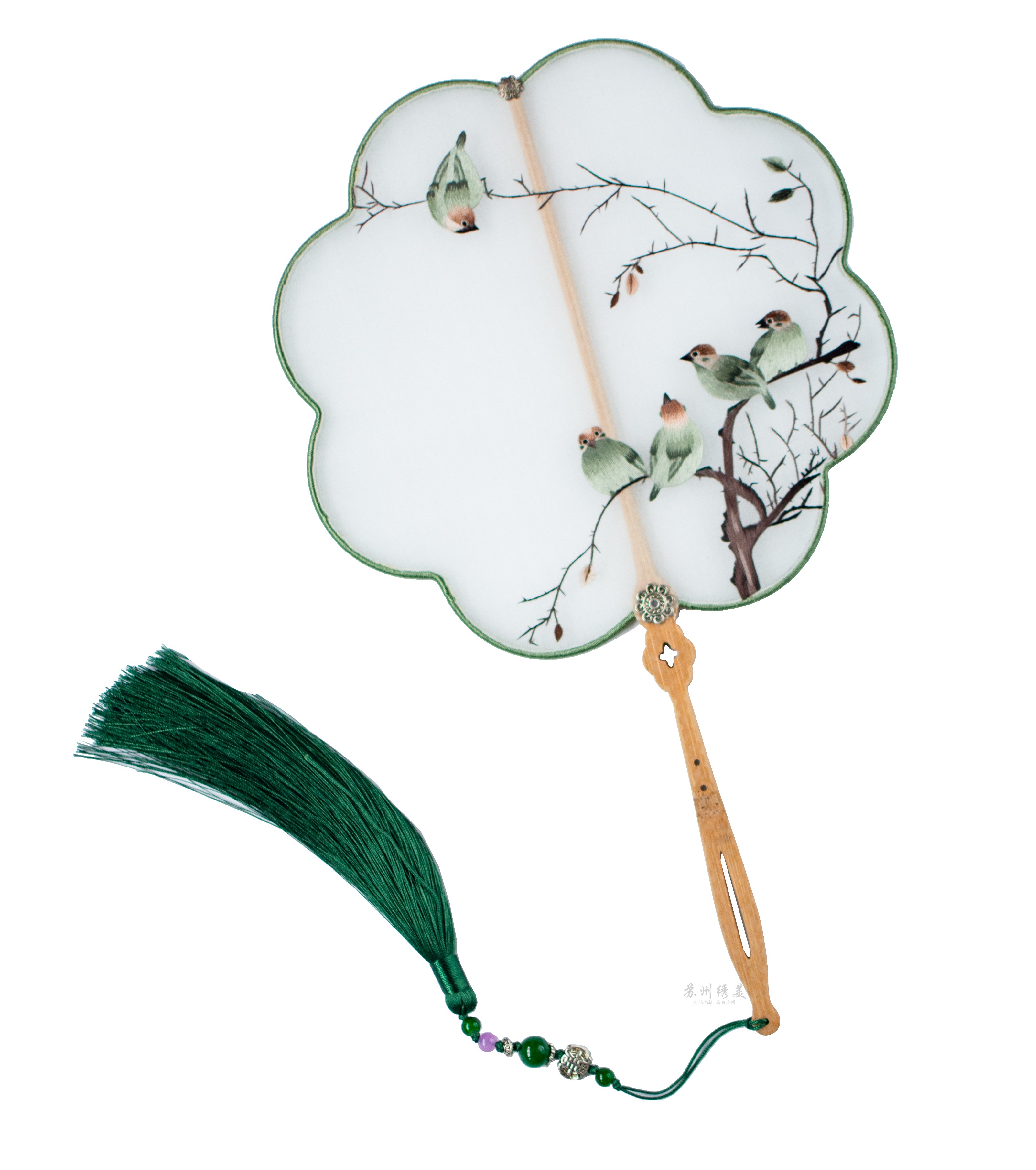 手工刺绣汉服团扇古风苏绣双面绣绢宫扇苏州扇子