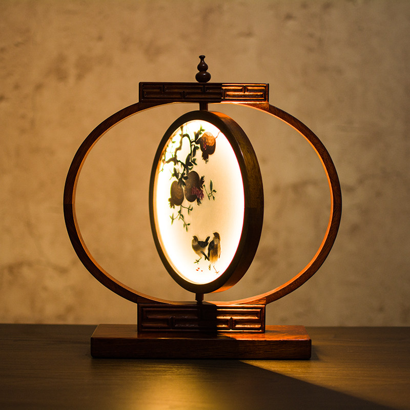 刺绣摆件成品创意苏绣台灯摆台中国风台屏桌面双面绣屏风装饰礼品