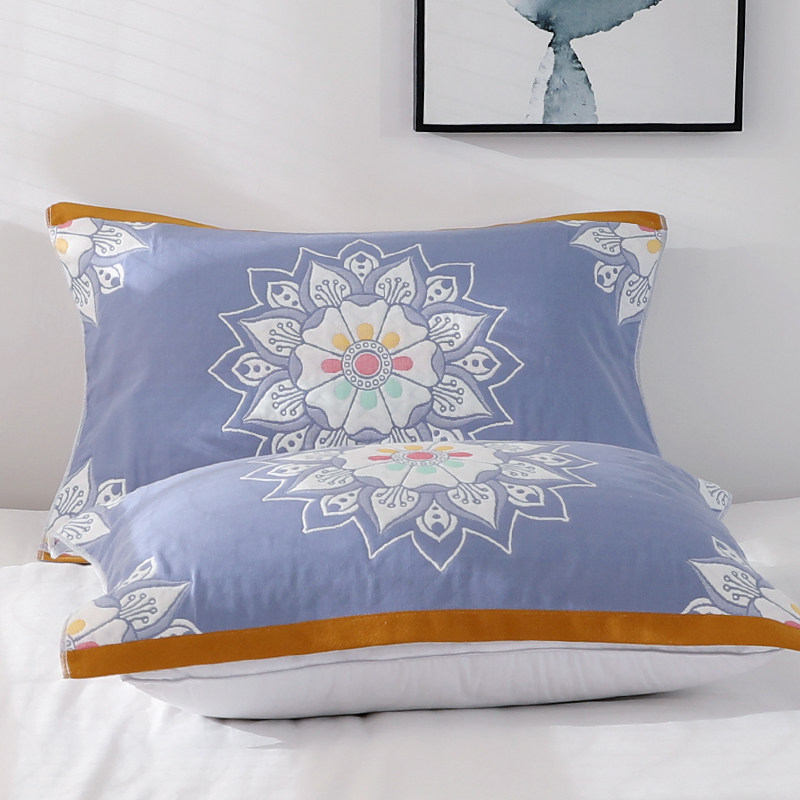 枕巾纯棉一对高档欧式家用成人全棉纱布防滑枕巾