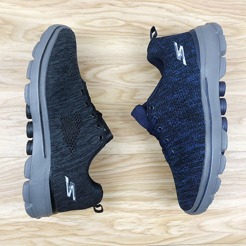 外贸尾单特价镂空飞织网面透气运动休闲鞋男百搭柱子底减震健步鞋