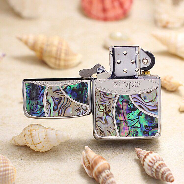 贝壳zippo打火机复古漩涡镶嵌1941镀铬拉丝原装zippo