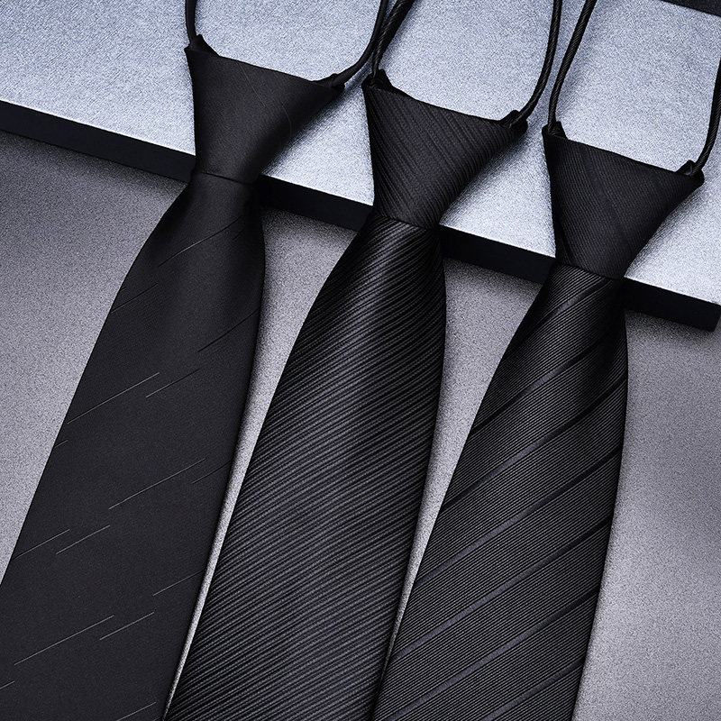 领带黑色男正装拉链式商务结婚新郎免打懒人领带