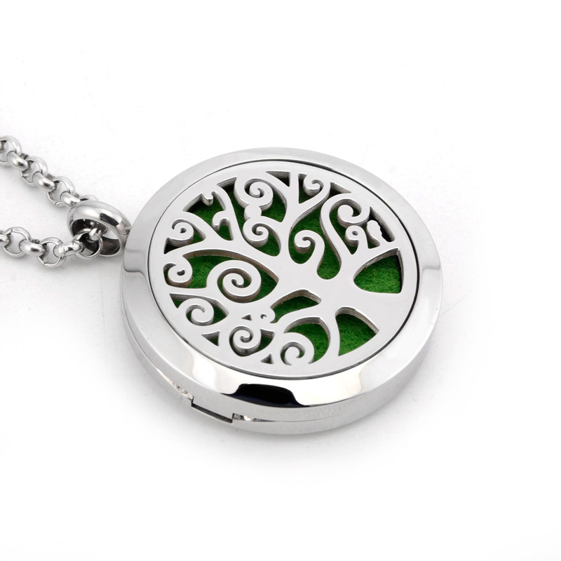 外贸原单30mm爱情生命树图案定制钛钢香薰精油项链