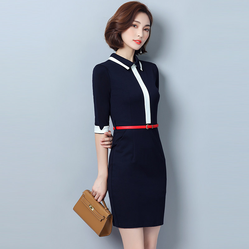 通勤弹力连衣裙主播服装美容师服前台店长服时尚职业套装职业裙装