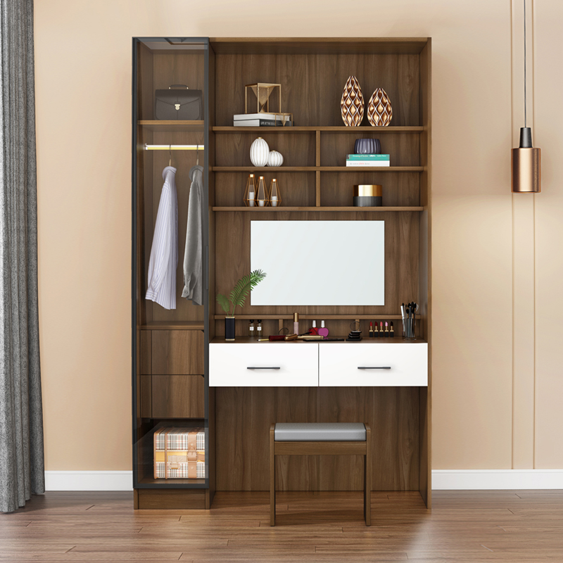 主卧化妆台衣柜家用卧室梳妆台多功能连体组合一体衣柜