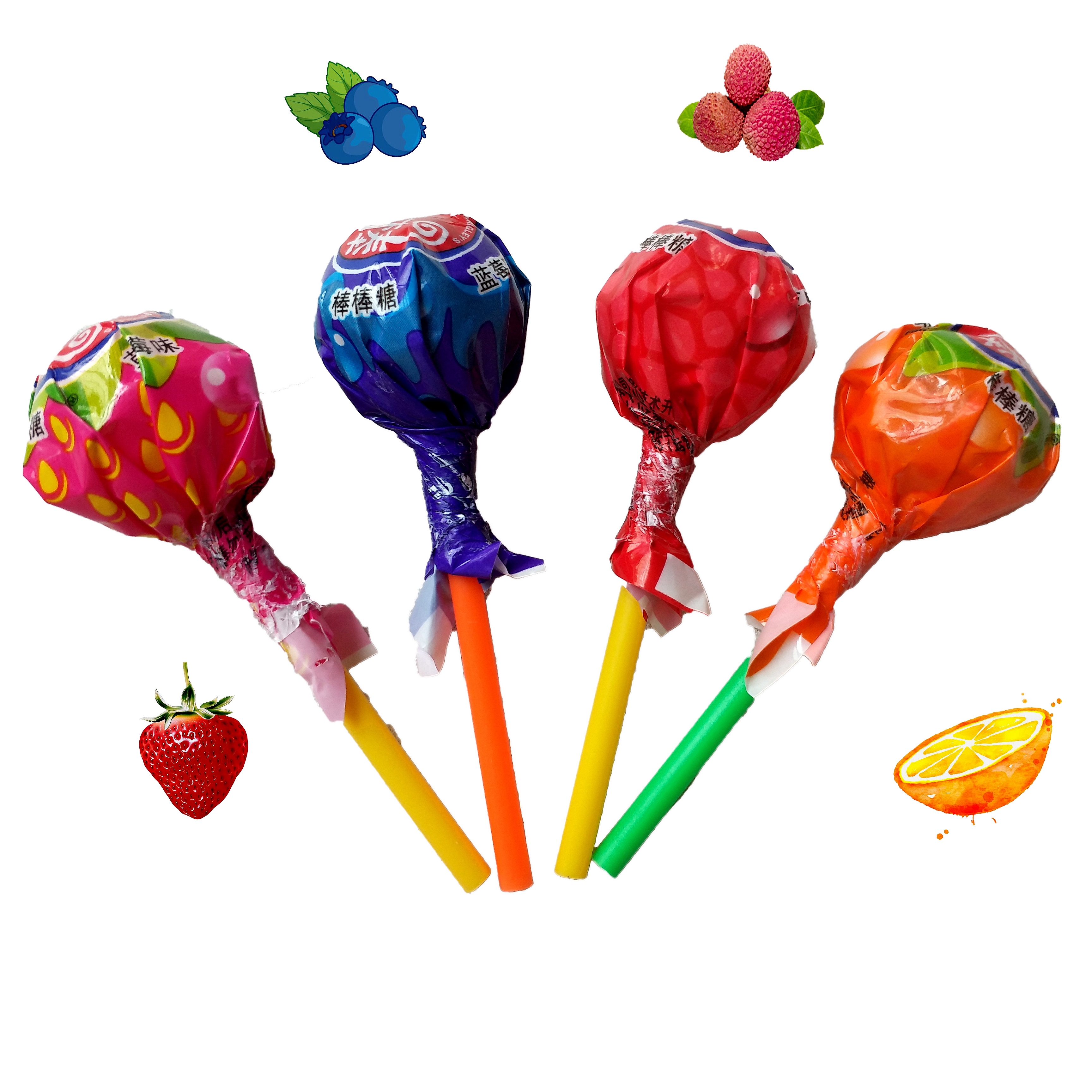 真知棒 棒棒糖混合果味约108支桶装荔枝蓝莓香橙草莓怀旧糖果零食