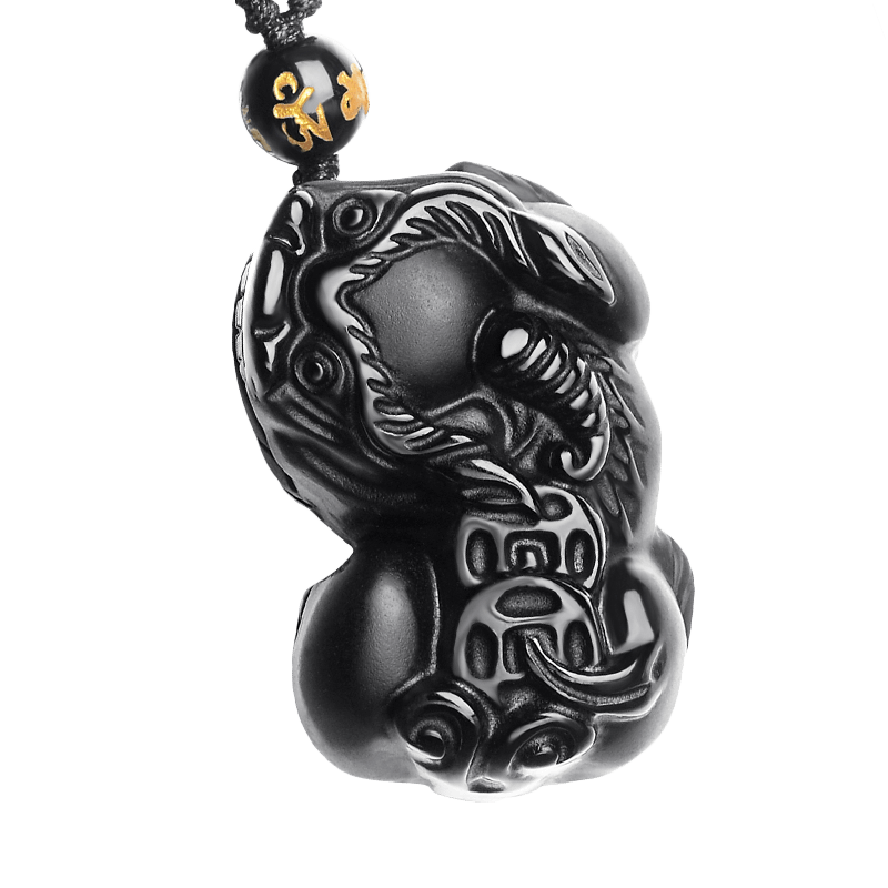 吉照堂开光磨砂黑曜石情侣霸王貔貅吊坠男女士项链招财转运挂坠