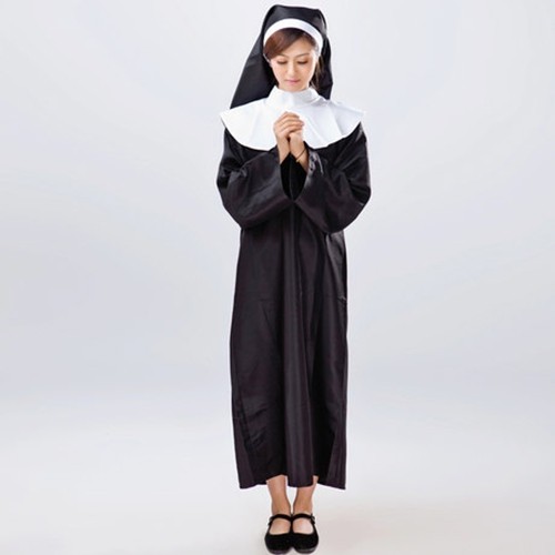 修女出租女服万圣节服装黑色色带披肩头饰民族民族服装
