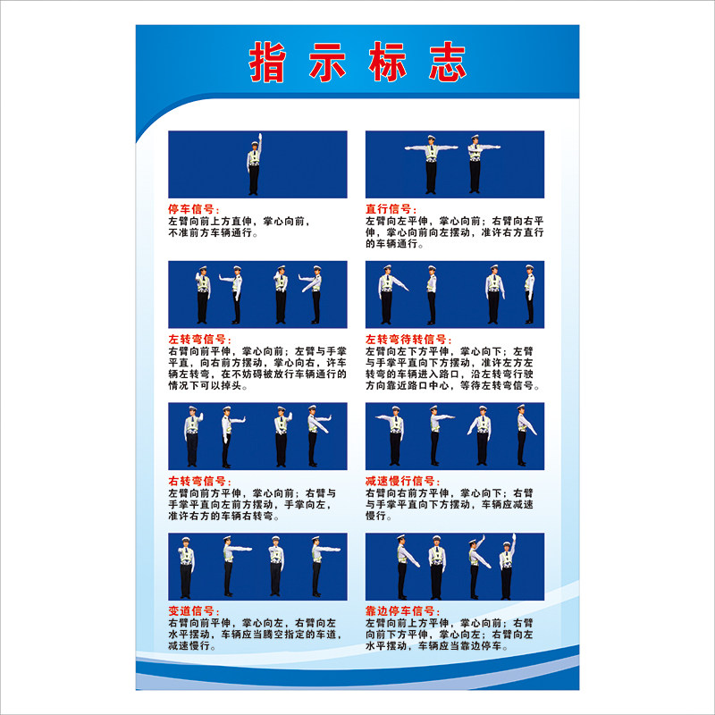 道路交通安全标志交警手势海报驾校考试标识标线写真