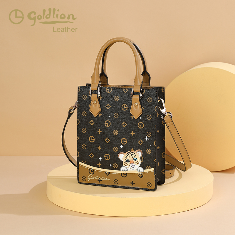 金利来女包2022年小众可爱手提斜挎包包小时尚复古印花迷你托特包