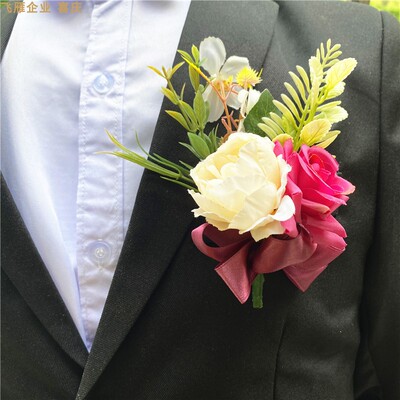 飞雁企业结婚婚礼新郎新娘长辈商务庆典开业嘉宾仿真襟花胸花
