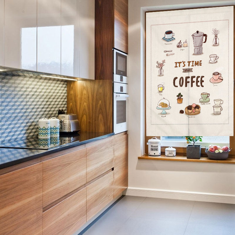 温馨厨房布艺门帘咖啡店甜品装饰挂帘遮挡帘短门帘