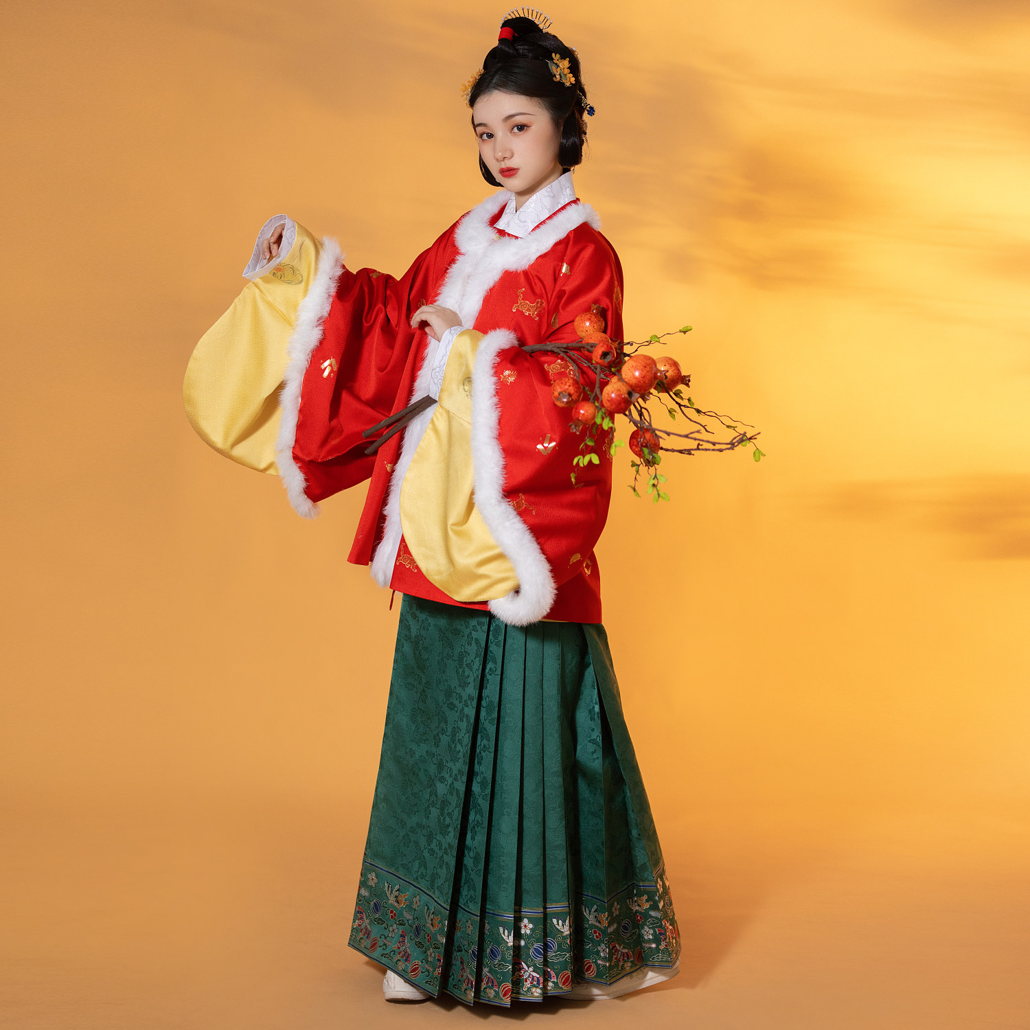 明堂虎虎生威原创汉服女明制袄裙妆花冬季毛绒精品汉服