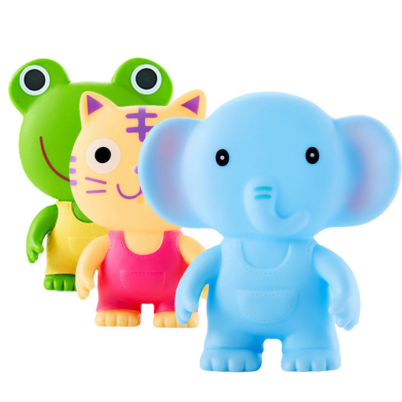 toyroyal日本皇室玩具动物捏捏玩具软胶卡通婴儿洗澡仿真