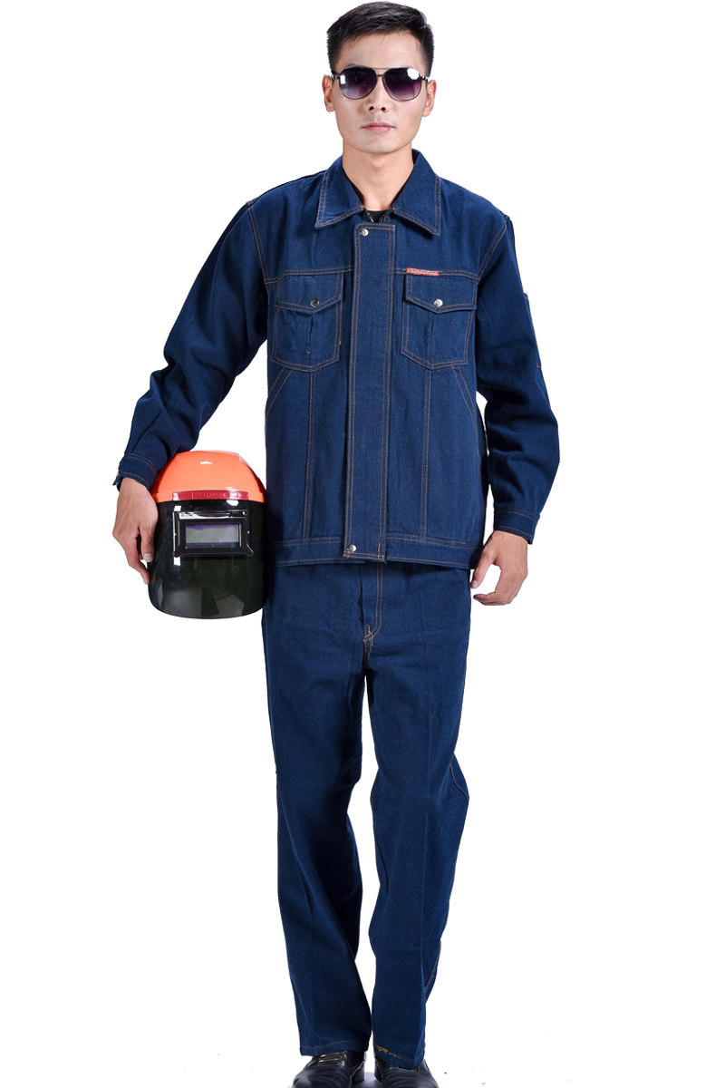 秋冬工人服防劳保焊工工服加厚工装电焊工牛仔工装制服