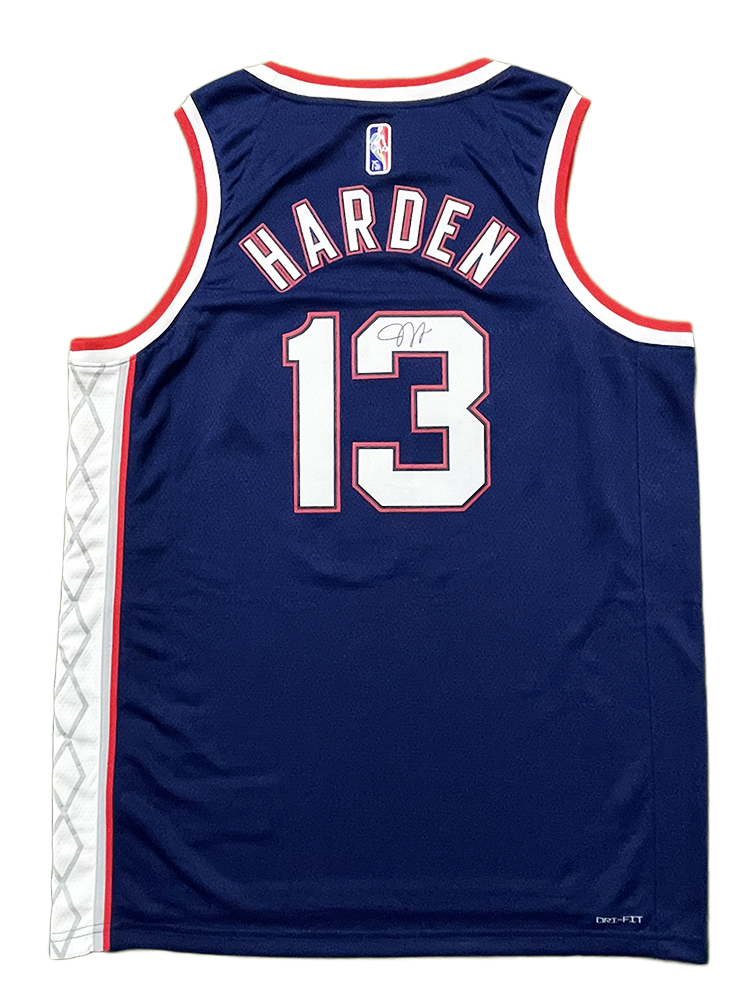 网队詹姆斯哈登亲笔签名球衣75周年复古裱框证书文化