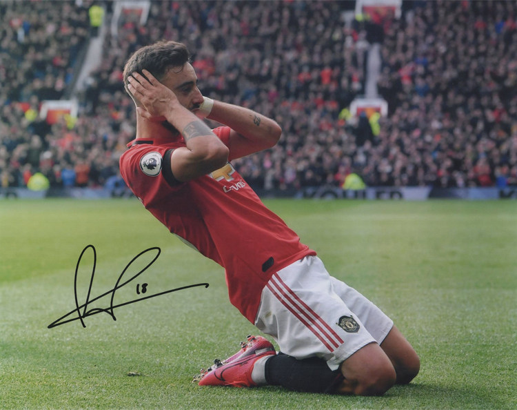 收藏亲笔签名照片裱框曼联含sa证书b费布鲁诺费尔南德斯