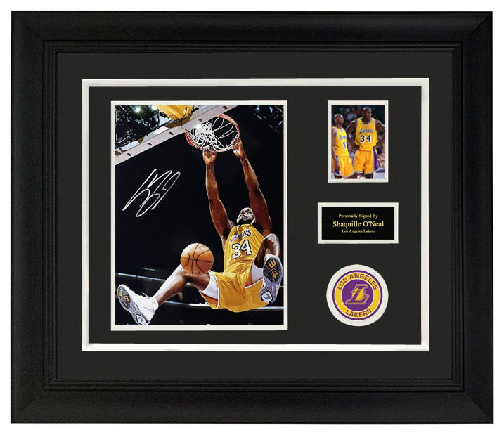 shaq奥尼尔亲笔签名照片 收藏 湖人队 含证书 裱框 - 爱购网
