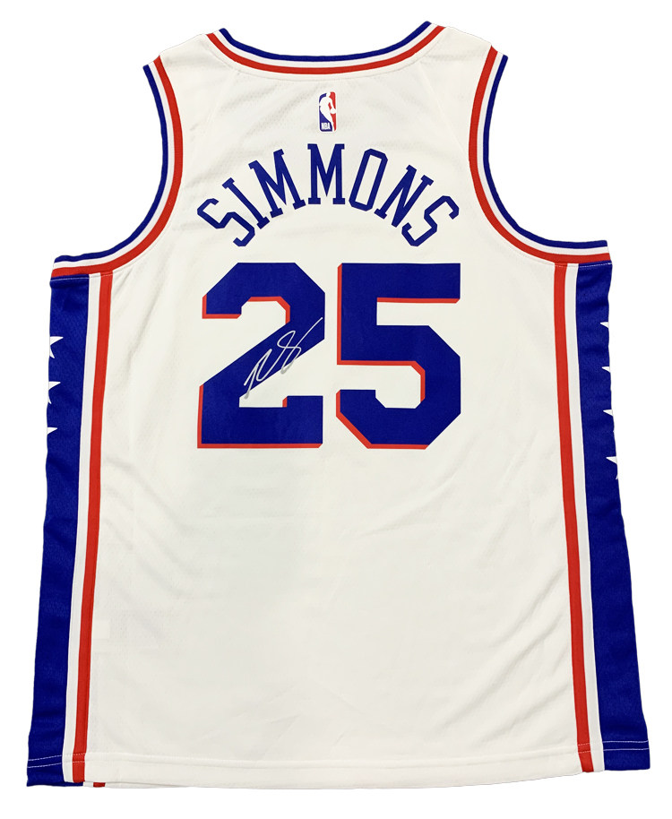 西蒙斯亲笔签名球衣76人复古篮球证书裱框收藏文创