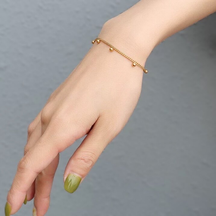 韩国18k包金紫霞仙子手链仙女手饰流苏金球手链