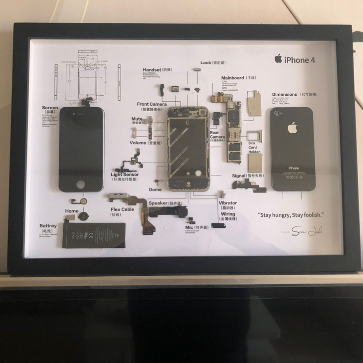 拆解iphone原装装机标本实木相框装裱真机模型相框