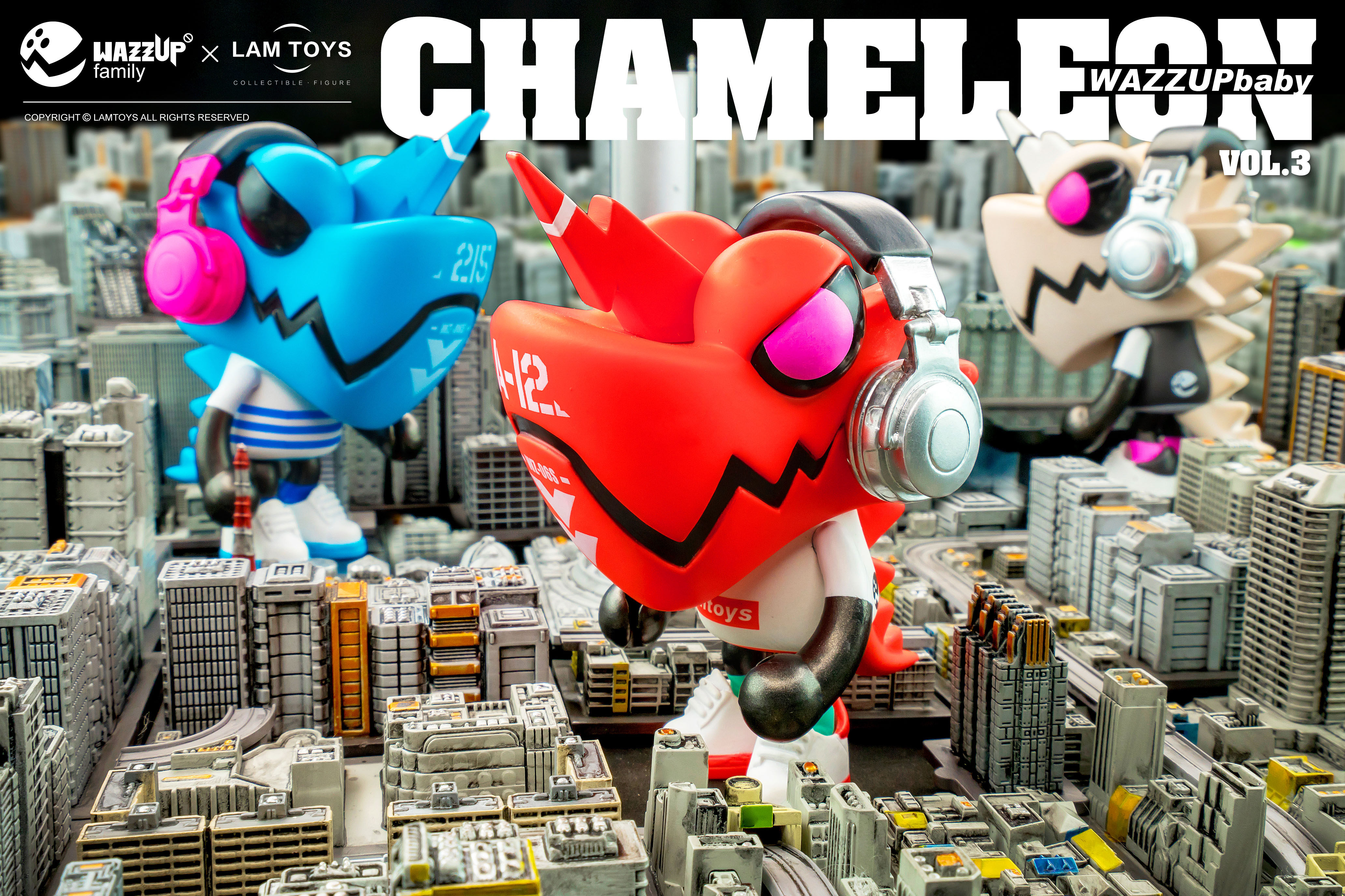 正品授权lamtoyswazzupbaby变色龙盲盒三代光感耳机音乐西游潮玩盲盒