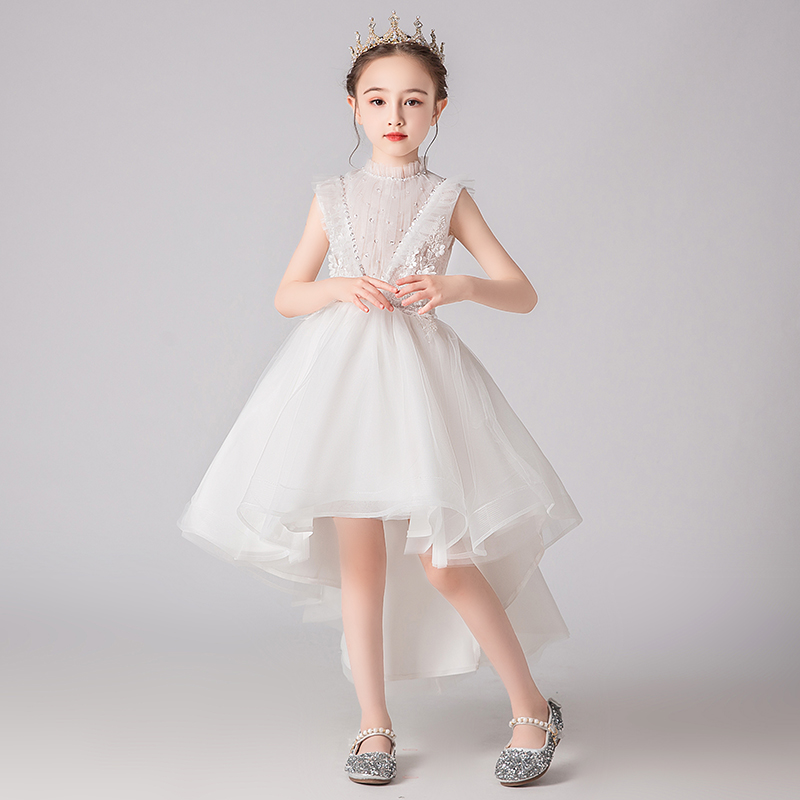 儿童礼服公主裙走女童蓬蓬花童白色婚纱女孩儿童礼服