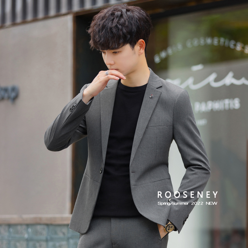 休闲西装外套男士2022年春季新款韩版修身商务正装小西服套装上衣