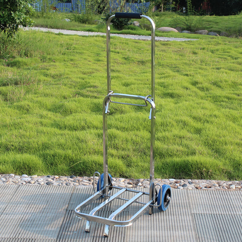 杰适 不锈钢行李车手拖车折叠小拉车两轮拉杆车便携买菜车购物车