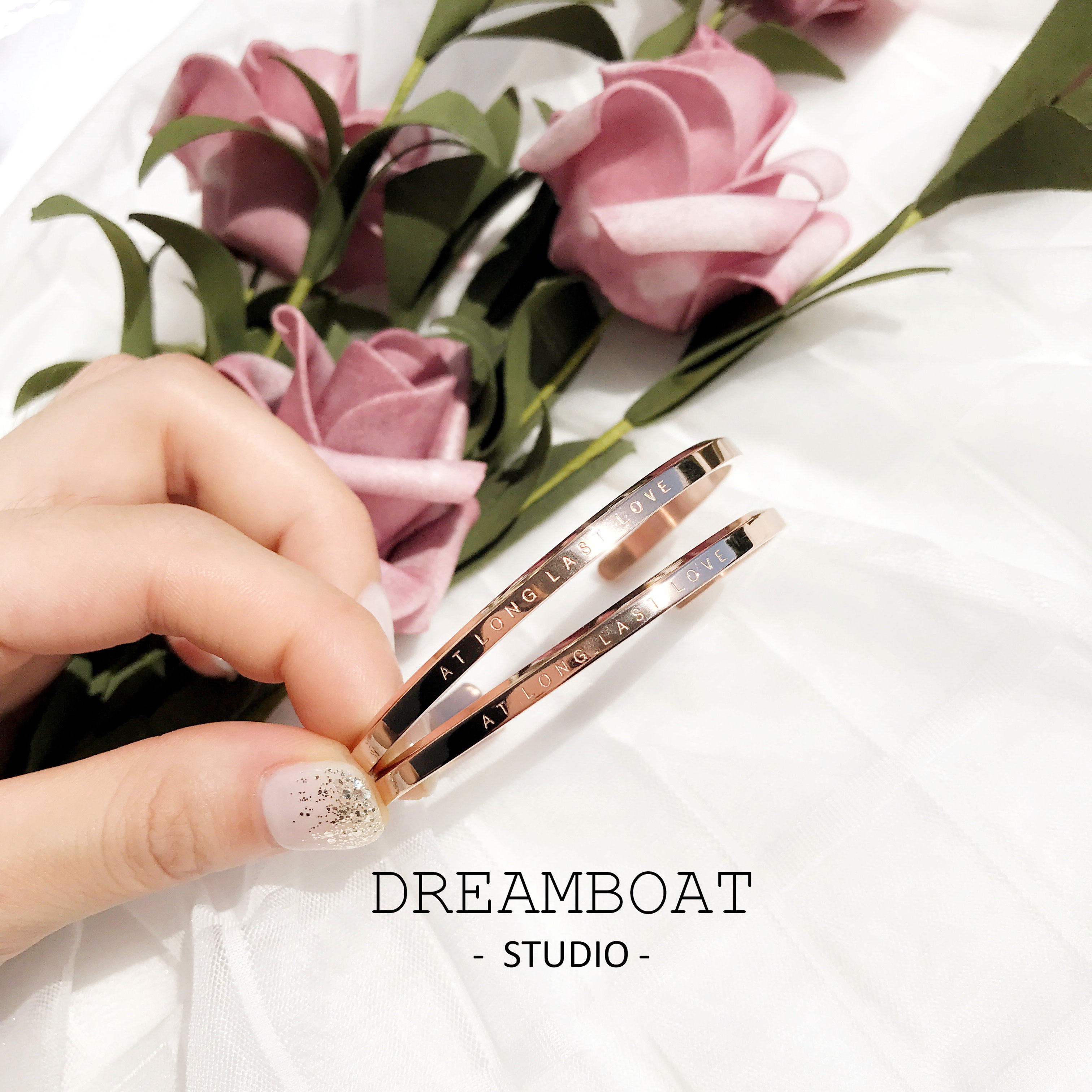 dreamboat永恒手镯开口情侣爱情轻奢玫瑰18k电镀手镯